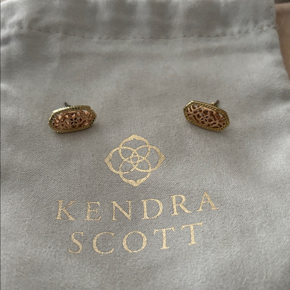 Kendra Scott Gold and Pink Stud Earrings